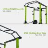 Green Multi-functional Power Cage, Home Adjustable Pullup Squat Rack 1000Lbs Capacity Comprehensive Fitness Barbell Rack