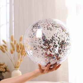 Inflatable Beach Ball; 16/24 In Pool Toys Balls; Giant Confetti Glitters Inflatable Clear Water Ball; Swimming Pool Water Beach Toys Outdoor; Summer B (Color: Multicolor, size: 40cm/24in)