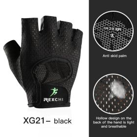 Breathable Fitness Gloves Gym Weightlifting Yoga Bodybuilding Training Sports Thin Non-slip Half Finger Cycling Gloves Equipment (Color: Black S, Ships From: China)