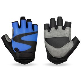 OZERO Men's Cycling Biker Gloves Fingerless Gym gloves Breathable MTB Accesories Motorcycle Sports Gloves Cycling Equipment (Color: Blue, size: L)