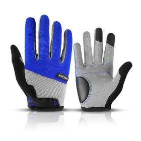 Bicycle Full Finger Cycling Bike Gloves Absorbing Sweat for Men and Women Bicycle Riding Outdoor Sports Protector (Color: Blue 1, size: M)