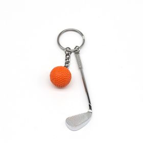 1PCS Golf Key Chain Pendant Schoolbag Backpack Pendant Small Gift Golf Creative European And American Metal Pendant Crafts (Color: Orange)