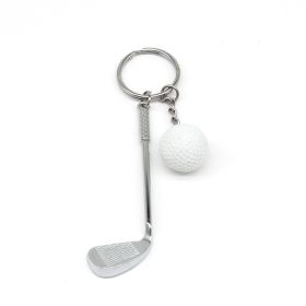 1PCS Golf Key Chain Pendant Schoolbag Backpack Pendant Small Gift Golf Creative European And American Metal Pendant Crafts (Color: White)