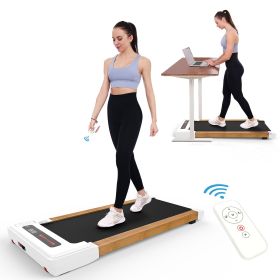 Walking Pad Treadmill Under Desk,Portable Mini Treadmill 265 lbs Capacity with Remote Control,Installation-Free Jogging Machine for Home/Office (Color: Brown/White)