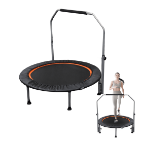 40/48" Foldable Mini Trampoline Max Load 330lbs/440lbs, Fitness Rebounder with Adjustable Foam Handle (size: 48inch)