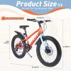 20 Inch Kids Bicycles , Fat Tire Mountain Bike for Boys and Girls Age 5 + Years ,Dual-Disc Brake,Shimano 7-Speed ,Kids Beach and Snow Bicycle