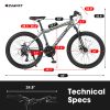 S24102 24 Inch Mountain Bike Boys Girls, Steel Frame, Shimano 21 Speed Mountain Bicycle with Daul Disc Brakes and Front Suspension MTB