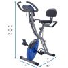 Folding Exercise Bike, Fitness Upright and Recumbent X-Bike with 16-Level Adjustable Resistance, Arm Bands and Backrest